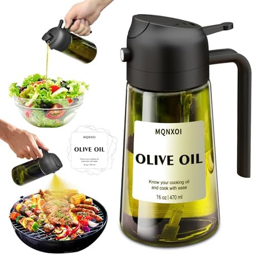Olive Oil Sprayer for Cooking, 16oz Glass 2 in 1 Oil Dispenser Bottle by Unknown