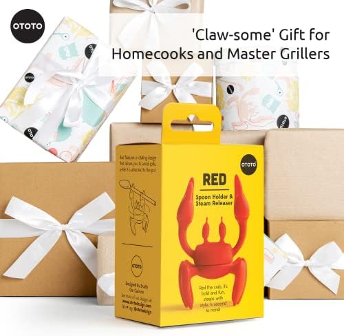 OTOTO 2 in 1 Silicone Spoon Rest & Steam Releaser - Large Spoon Holder for Stove Top - Unique and Useful Gift for Cooking - Heat Resistant Utensil Rest, Kitchen Gadgets, Red Gift (Red the Crab) - Image 6