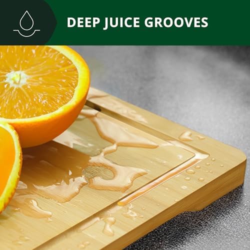 ROYAL CRAFT WOOD Bamboo Cutting Board with Juice Groove - Kitchen Chopping Board for Meat Cheese and Vegetables, Heavy Duty Serving Tray - Image 6