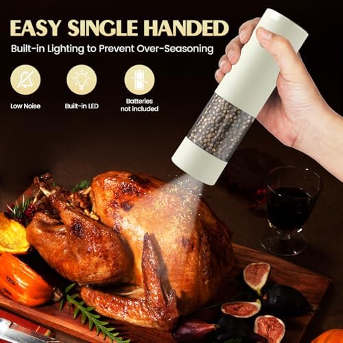 Salt and Pepper Grinder Set Electric Adjustable Coarseness Salt Pepper Grinder Shakers House Warming Gifts Automatic Battery Pepper Mill Shakers Gifts for Women Wedding Registry Must Haves - Image 3