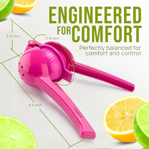Zulay Kitchen Metal 2-in-1 Lemon Squeezer - Sturdy Max Extraction Hand Juicer Lemon Squeezer Gets Every Last Drop - Easy to Clean Manual Citrus Juicer - Easy-Use Lemon Juicer Squeezer - Dragonfruit - Image 5