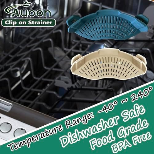 AUOON Pasta Strainer Clip on Silicone, Standard 8.86 x 3.55 in, MilkShake - Image 2