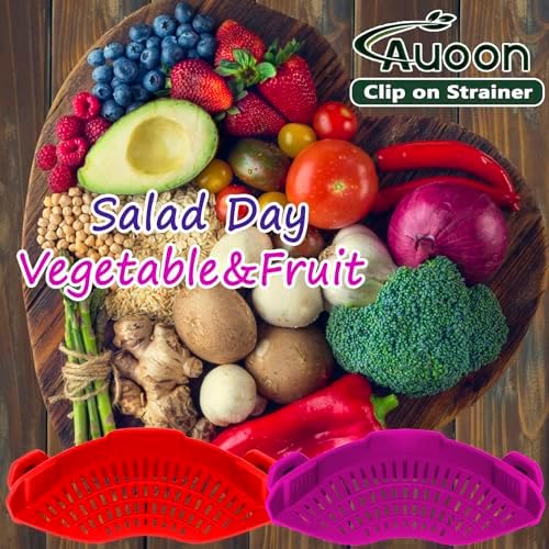 AUOON Clip On Strainer Silicone for Pots, Standard 8.86 x 3.55in, Purple - Image 5