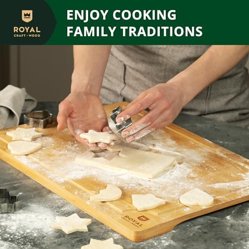 ROYAL CRAFT WOOD Bamboo Cutting Board with Juice Groove - Kitchen Chopping Board for Meat Cheese and Vegetables, Heavy Duty Serving Tray - Image 7