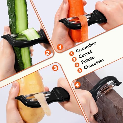 Swivel Vegetable Peeler Soft Comfort Handle Sturdy Long-Lasting 1Pcs Black - Image 7