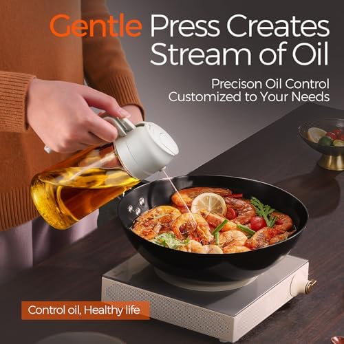 YARRAMATE 2Pcs 16oz/470ml 2 in 1 Oil Sprayer for Cooking with Stickers, Food-grade Glass Oil Spray Bottle, Oil Dispenser and Oil Sprayer for Kitchen, Salad, Frying, BBQ (White &Black) - Image 4