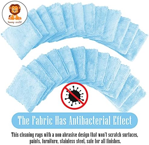 Sunny zzzZZ 24 Pack Kitchen Dishcloths - Does Not Shed Fluff - Reusable Dish Towels, Dish Cloths, Super Absorbent Coral Fleece Cleaning Cloths, Washable Fast Drying, 10 x 10 Inch (Aquamarine) - Image 3
