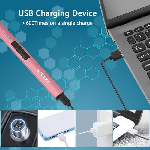 MEIRUBY 2 Pack Electric Candle Lighter, Christmas Stocking Stuffers Gifts for Women Mom Men Wife Sister, USB Arc Rechargeable Windproof Long Lighter for Candle BBQ Housewarming Birthday Gifts Idals - Image 6