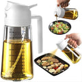 TrendPlain 16oz/470ml Glass Olive Oil Sprayer for Cooking – 2 in 1 Olive Oil Dispenser Bottle for Kitchen Gadgets and Air Fryer Accessories, Salad, BBQ - White by TrendPlain