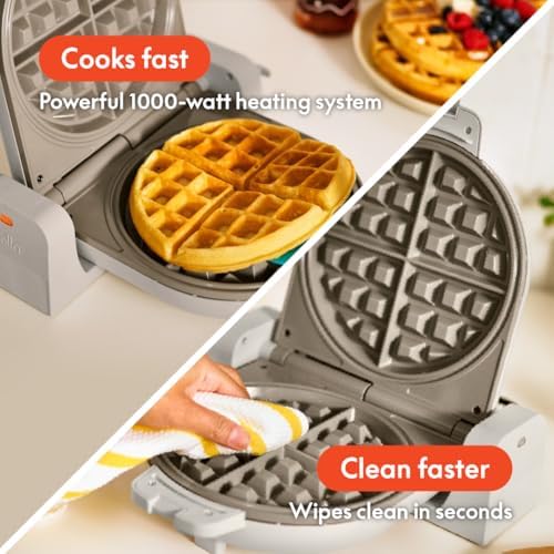 bella Fits-Anywhere™ Flip-n-Store Non-Toxic, Belgian Waffle Maker, Oatmilk - Image 4