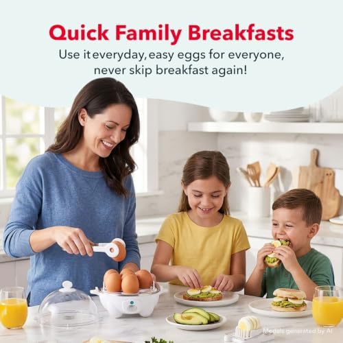 Dash Rapid Egg Cooker | Compact Poacher, Steamer, Boiler and Omelette Maker for Meal Prep, 7 Hard-Boiled Capacity with Auto Shut Off, Includes Egg Cutter & Tongs, Great for Dorms & Apartments, White - Image 4