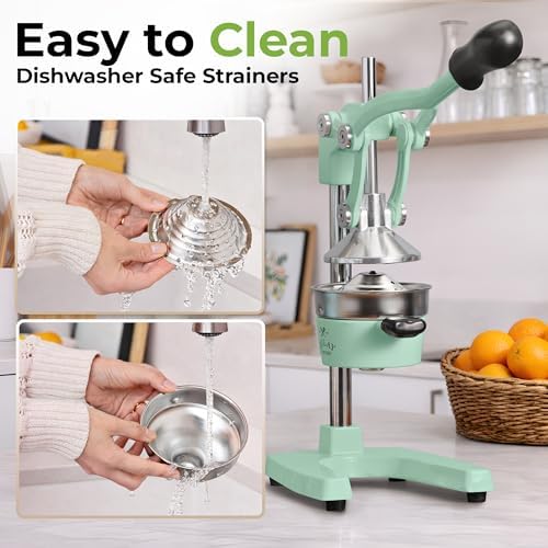 Zulay Kitchen Cast Iron Juicer, Orange Manual Juicer, Citrus Press, Mint - Image 5