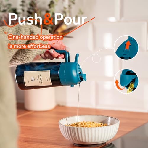 TrendPlain 16oz/470ml Blue Glass Olive Oil Sprayer for Cooking - 2 in 1 Olive Oil Dispenser for Kitchen Gadgets, Air Fryer, Salad, and BBQ - Navy - Image 5