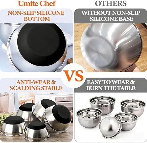 Thickened Heavy-Duty 26pcs Stainless Steel Bowl, Mixing Bowl Set with Lid, Grater Attachment, Non-Slip Bottom and Kitchen Gadget Set, Sizes 7, 4, 2.5, 2.0, 1.5, 1QT, Ideal for Mixing and Serving - Image 6