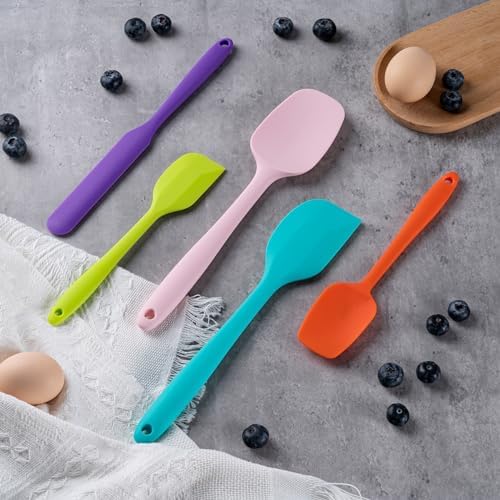 Silicone Spatula Set,5 Piece Food Grade Rubber Spatulas,Macaron Blue - Image 6