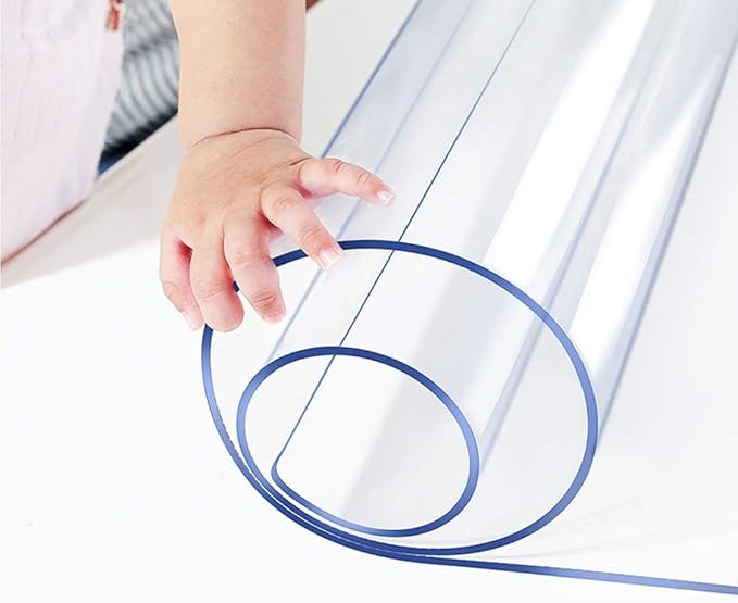 Wadrac Multisize Small PVC Clear Table Cover Top Protector-12x62 inch Heat Resistant Anti Scratch Plastic Cloths Rectangular Vinyl Non-Slip Desk Pad for Children Painting Coffee Table/Writing Desk