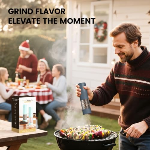 Electric Salt and Pepper Grinder Set - Rechargeable Automatic Salt and Pepper Shakers, Kitchen Appliances with External Adjustable Coarseness, Larger Hopper for Cooking, Home Gifts(2 Pack,Slate Gray) - Image 6