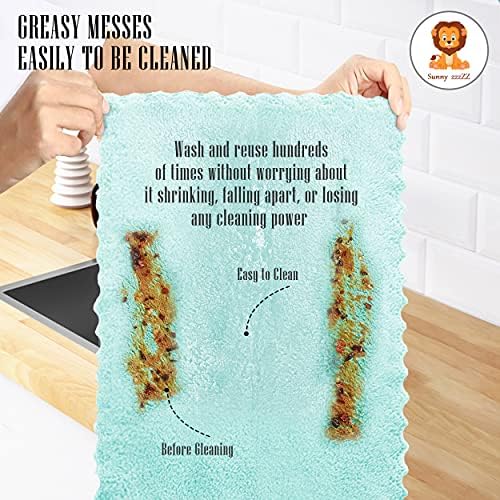 24 Pack Kitchen Dishcloths - Does Not Shed Fluff - Reusable Dish Towels, Dish cloths, Super Absorbent Coral Fleece Cleaning Cloths, Nonstick Oil Washable Fast Drying, 10 x 20 Inch (Multicolor) - Image 6