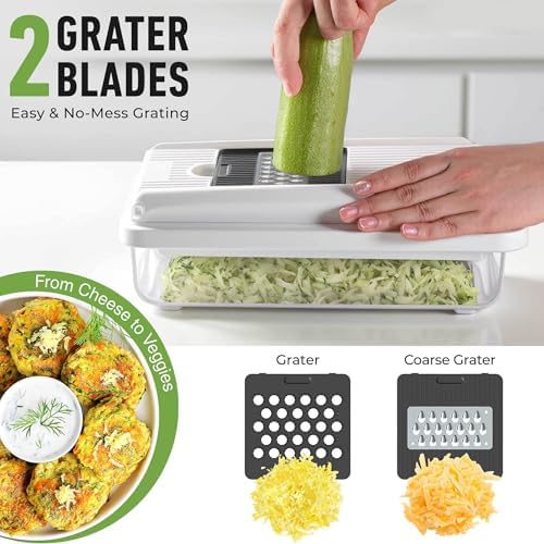 Mueller Vegetable Chopper Mandoline Slicer, Food, Cook's Tool, Veggie Chopper Onion Vegetable Cutter with Container, Dicer, Kitchen Gadgets & Essentials, White Sand/Grey - Image 5