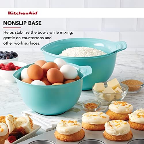 KitchenAid Universal Nesting Plastic Mixing Bowls with Non Slip Base and Pour Spout, Dishwasher Safe, 2.5, 3.5 and 4.5 quart, Aqua Sky, Set of 3 (Pack of 2) - Image 5