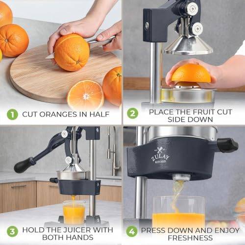 Zulay Kitchen Cast Iron Juicer, Orange Manual Juicer, Citrus Press, Ash - Image 4