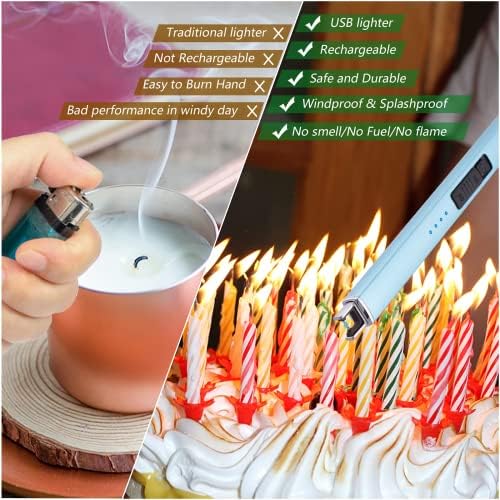 MEIRUBY Electric Candle Lighter, Christmas Stocking Stuffers Gifts for Women Mom Men Wife Sister, USB Arc Rechargeable Windproof Long Lighter for Candle BBQ Housewarming Birthday Gifts Idals - Image 4