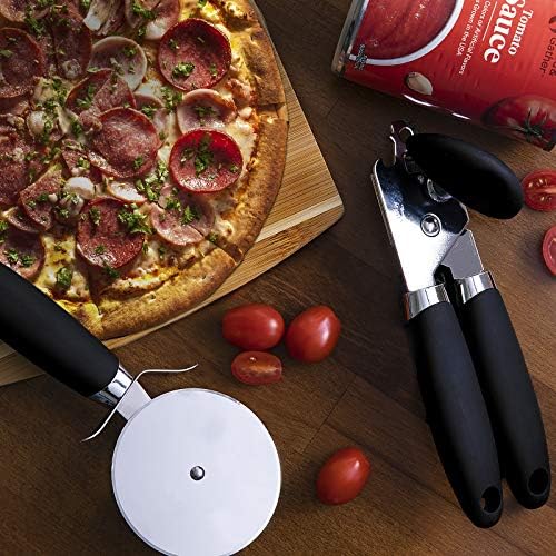 COOK WITH COLOR Kitchen Gadget Set Stainless Steel Utensils with Soft Touch Handles, 7 Pieces, Stainless Steel Black - Image 4