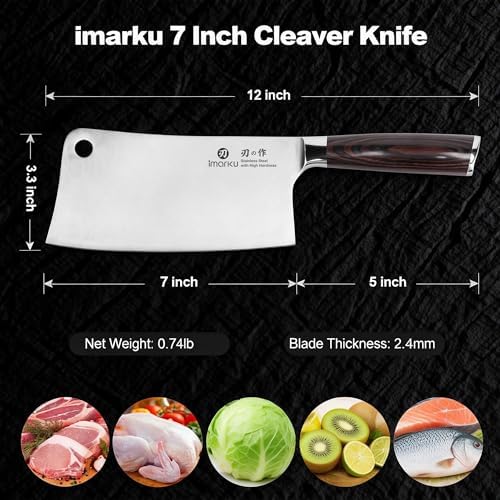 imarku Meat Cleaver 7 Inch, Japanese High Carbon Stainless Steel Chopper - Image 6