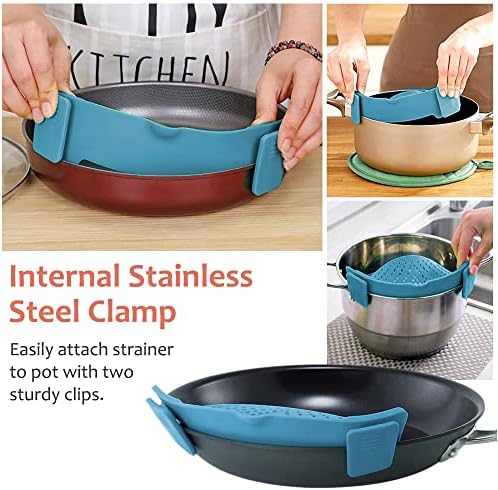 YEVIOR Clip on Strainer for Pots Pan Pasta,Silicone Food Pan Strainer - Image 5