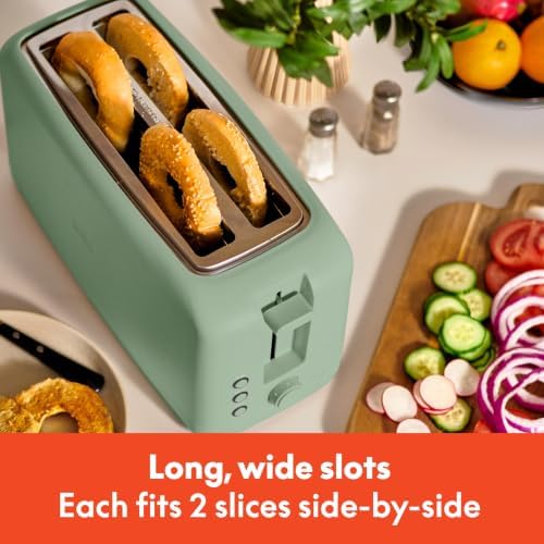 bella Fits-Anywhere™ Slim Toaster, 4 Slice Extra Long & Wide Slot, Seaglass - Image 4
