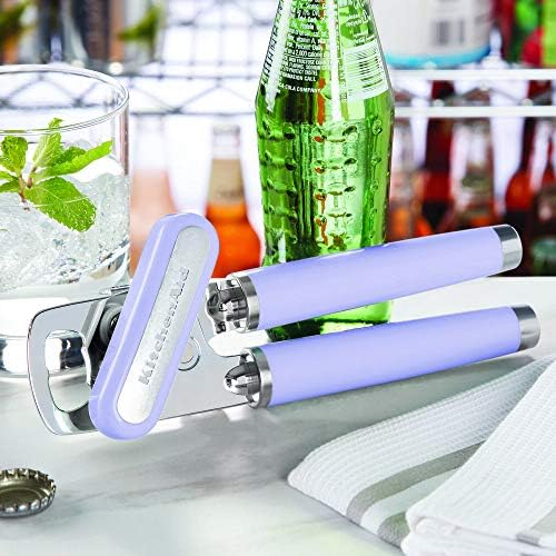 KitchenAid Classic Multifunction Can Opener and Bottle Opener Easy to Use, Razor Sharp Stainless Steel Cutting Wheel, Soft Ergonomic Handles, Lavendar Cream - Image 6