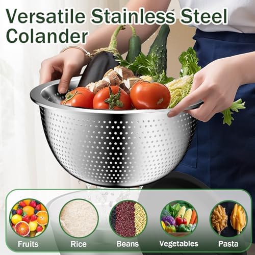 Nicdiet Mixing Bowls with Lids Set, 16PCS Stainless Steel Mixing Bowls,Nesting Storage Bowls for Kitchen with Mixing Bowl, Colander, Strainer & Grater, Metal Salad Bowl for Kitchen Gadgets, Black - Image 3