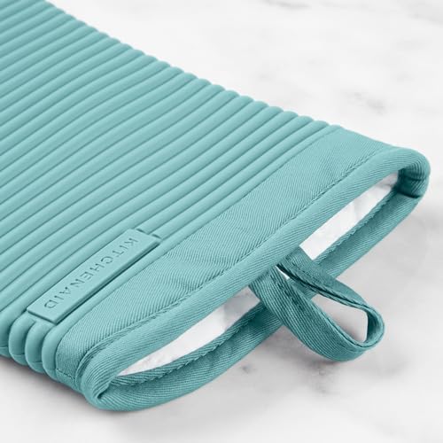 KITCHENAID Ribbed Soft Silicone Oven Mitt 2-Pack Set, 7.5"x13", Mineral Water Aqua - Image 5