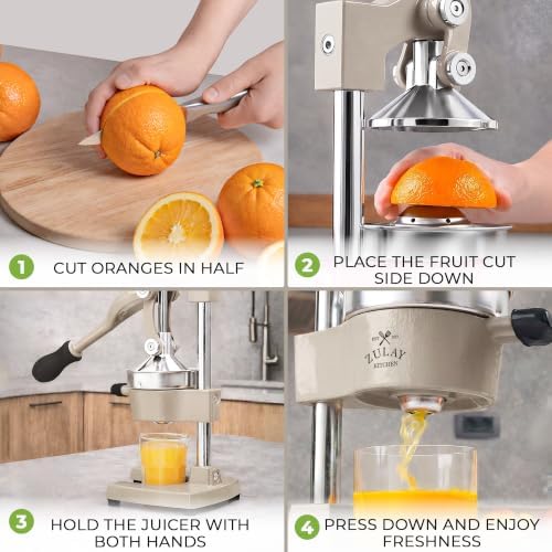 Zulay Kitchen Cast Iron Juicer, Orange Manual Juicer, Citrus Press, Gray - Image 4