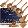 Wooden Spoons for Cooking, 9-Piece Acacia Wood Utensil Gift Set by HEFILD
