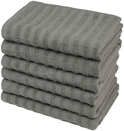 Premium Kitchen Towels 6 Pack 100% Cotton, 20"x28" - Anthracite Solid - Image 5