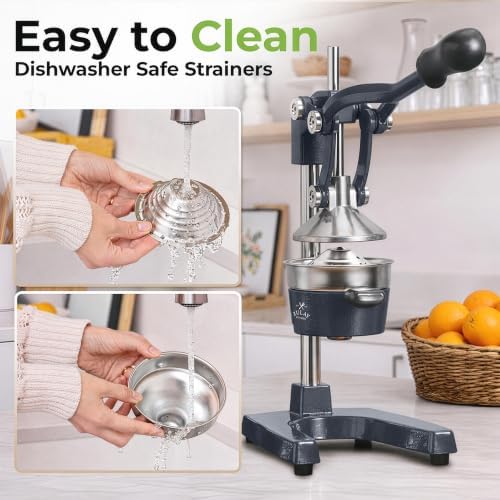 Zulay Kitchen Cast Iron Juicer, Orange Manual Juicer, Citrus Press, Ash - Image 5