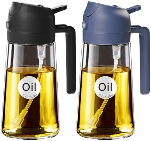 YARRAMATE 16 oz 2-in-1 Glass Olive Oil Sprayer for Cooking, Black&Navy by YARRAMATE