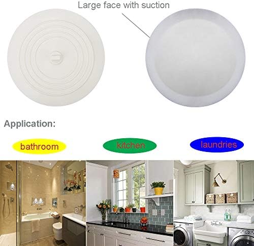 V-TOP Tub Stopper 2 Pack, 6 inches Large Silicone Drain Plug Hair Stopper Flat Suction Cover for Kitchen Bathroom and Laundry - Image 7