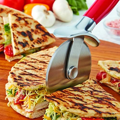 KitchenAid Classic Pizza Wheel with Sharp Blade For Cutting Through Crusts, Pies and More, Built In Finger Guard for Safety and Comfort Grip to Protect Fingers, Dishwasher Safe, 9-Inch, Red - Image 5