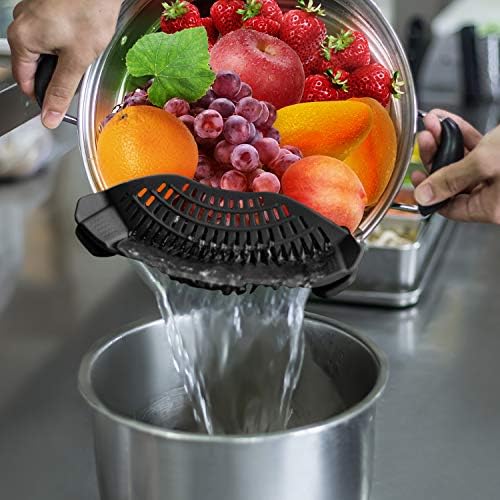 AUOON Clip On Strainer Silicone for All Pots, Standard 8.86 x 3.55in, Black - Image 2