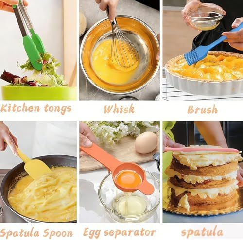 Umite Chef Thickened Heavy-Duty 26pcs Stainless Steel Bowl, Mixing Bowl Set with Lid, Grater Attachment, Colorful Non-Slip Bottom and Kitchen Gadget Set, Sizes 7, 4, 2.5, 2.0, 1.5, 1QT - Image 5