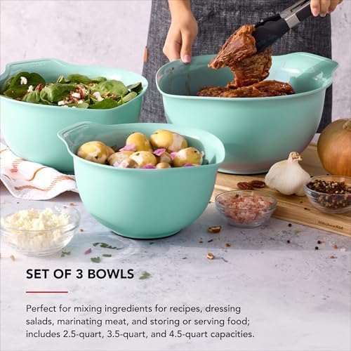 KitchenAid Universal Nesting Plastic Mixing Bowls, Set of 3, Spearmint - Image 6