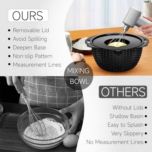 4-1 Colander with Bowl Set - Pasta Strainer - Colander for Kitchen - Strainers and Colanders Rice Strainer Fruit Cleaner Veggie Wash Sink Strainer Kitchen Essentials - Black - Image 5
