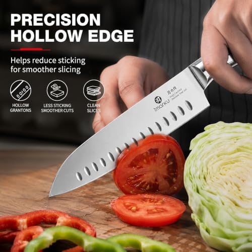 imarku Santoku Knife 7 Inch, Japanese Sharp High Carbon Stainless Steel - Image 4