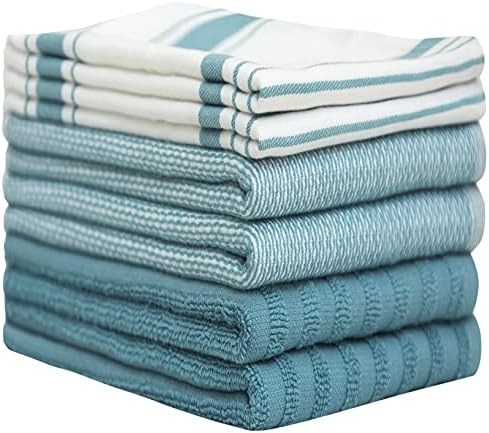 Premium Kitchen Towels 6 Pack 100% Cotton, 20"x28" Dish Towels - Aqua - Image 2