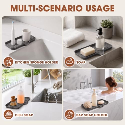 CAKETIME 2 Pack Silicone Soap Dish with Drain Spout for Bathroom Shower Caddy Kitchen Counter Bar Sponge Holder Drying Rack Sink Organizer Essentials Apartment Home Household Must Haves 2026 - Image 6