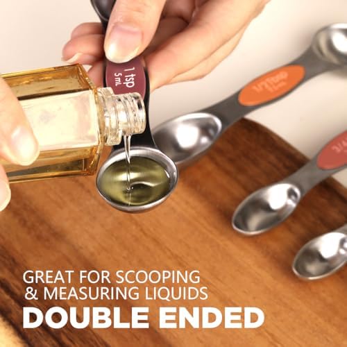 ChefAide Set of 8 Magnetic Measuring Spoons, Stainless Steel, Dual Sided - Image 5
