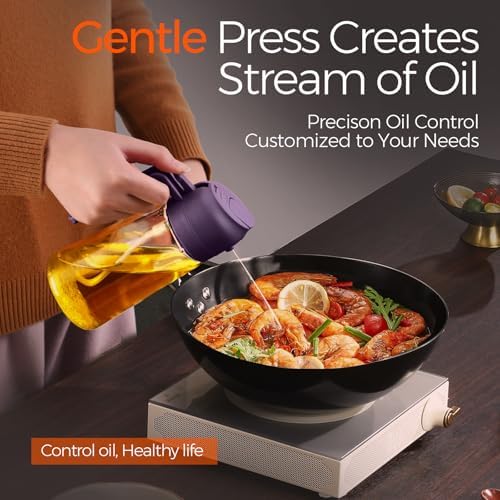 YARRAMATE 16 oz 2-in-1 Glass Olive Oil Sprayer for Cooking, BlackPurple - Image 4
