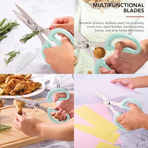 KitchenAid Classic 2-Piece Multipurpose Kitchen Shear Set with Blade Sheath - Spearmint, Herb Stripper, Poultry Shears, Pizza Cutter, Nutcracker - Image 3